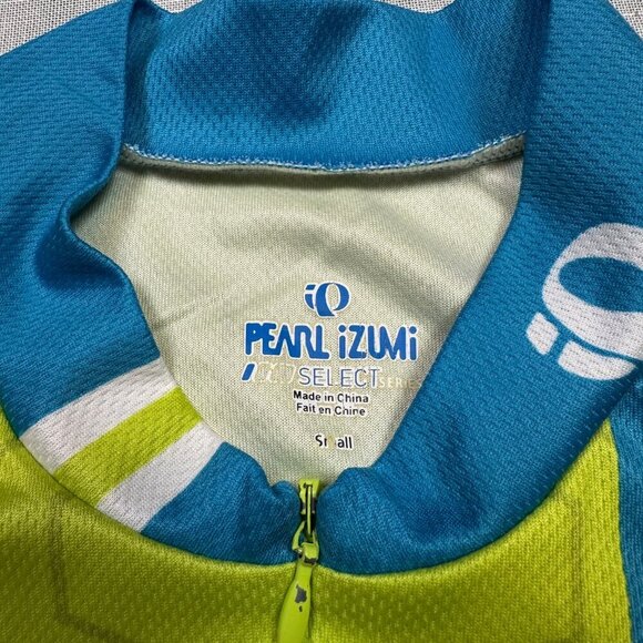 Pearl Izumi Mens Cycling Cycle Jersey Top Neon Green & Blue Size Small - Picture 3 of 6
